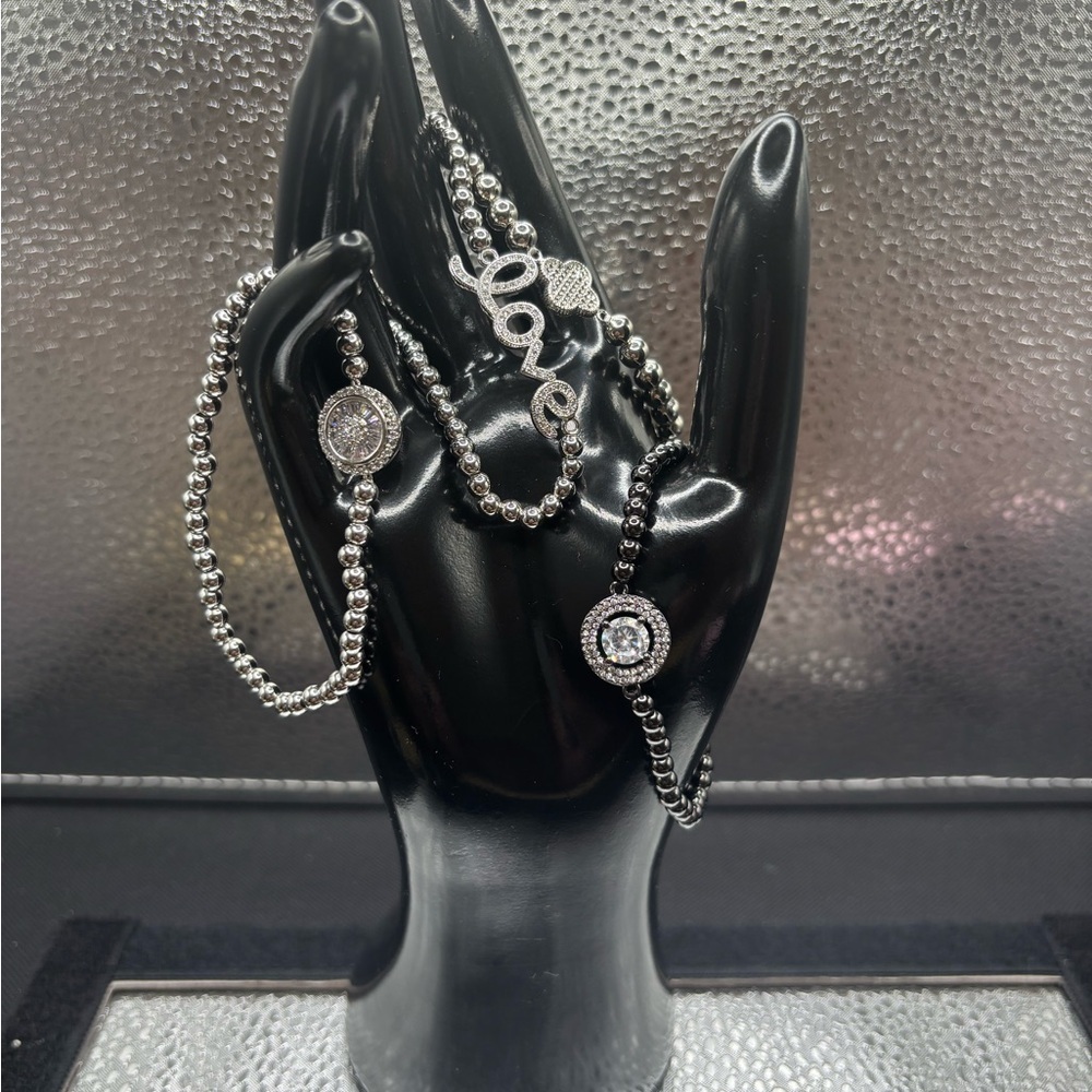 Chic Silver Beaded Bracelet